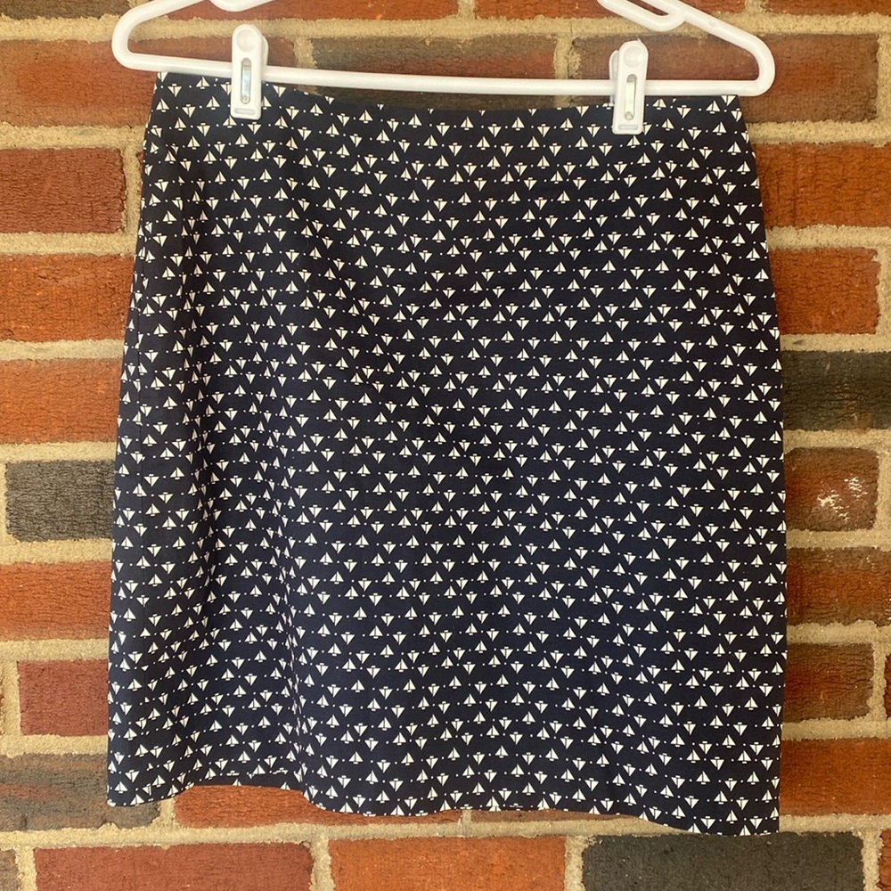 Ann Taylor Navy Blue Skirt with white sail boats